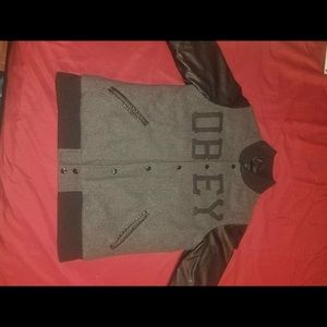 Obey Propaganda Feaux Leather Letterman Jacket